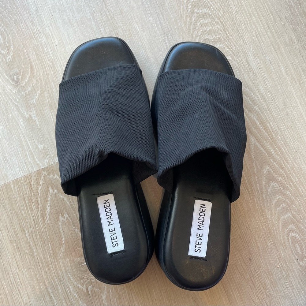 Steve Madden Black Slinky Slide Sandals - Picture 5 of 6